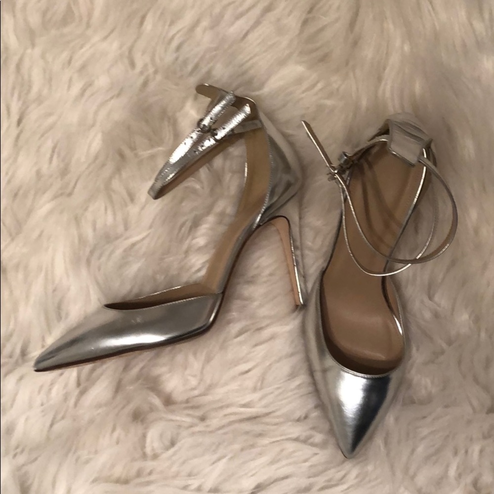 J. Crew metallic silver stiletto heels. Size 8.5